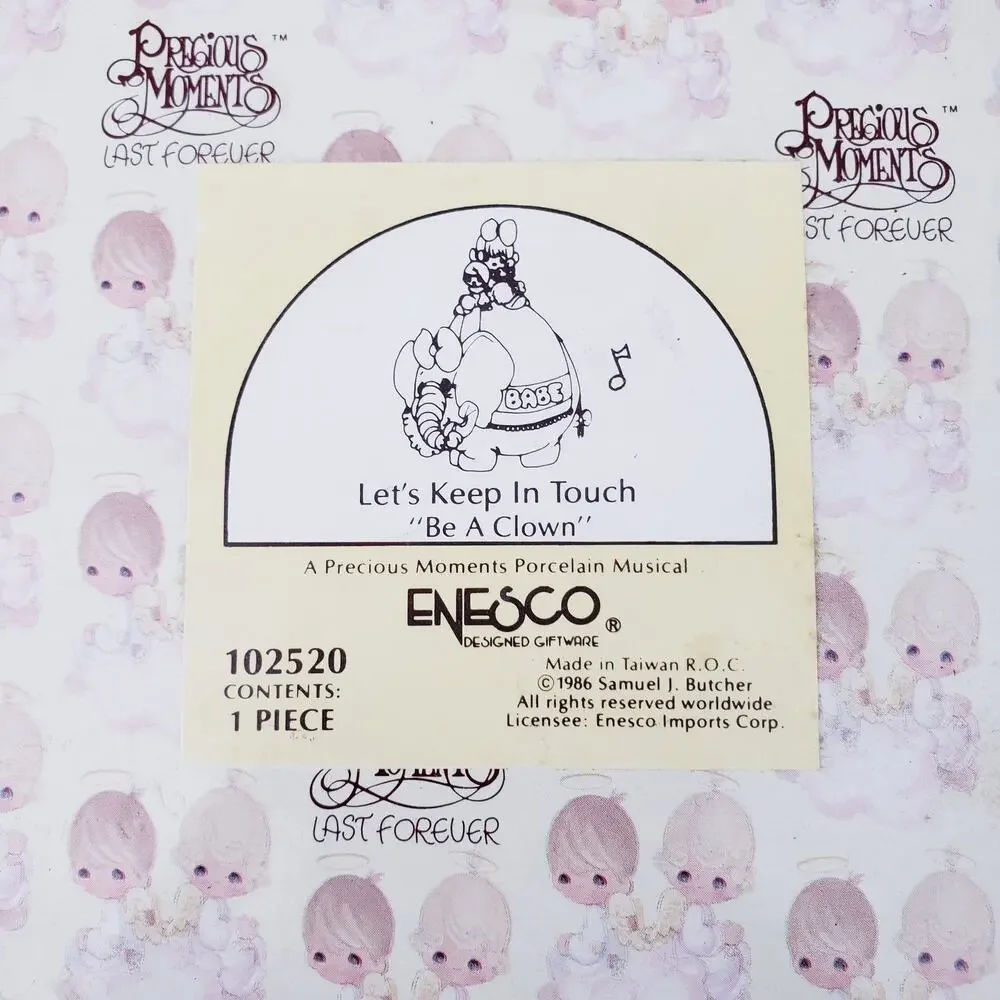 Precious Moments Lets Keep in Touch Be a Clown Music Box 1986